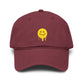 Washed Baseball Cap — Drippy Yellow Smile Embroidered Hat Hats Printify One size Maroon