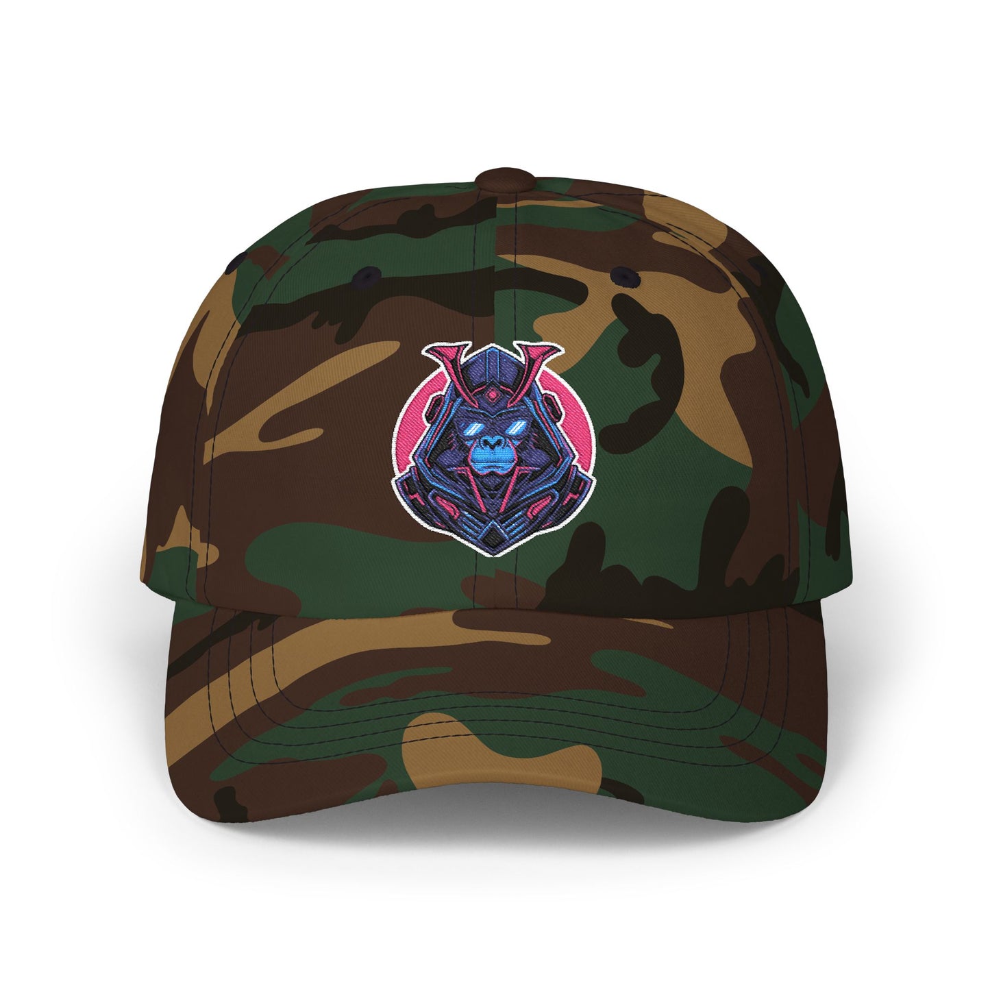Dad Cap — Cyber Samurai Embroidered Logo Hat Hats Printify Green Camo One size