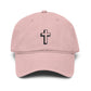Embroidered Cross Baseball Cap — Washed Cotton Christian Hat Hats Printify One size Dusty Rose