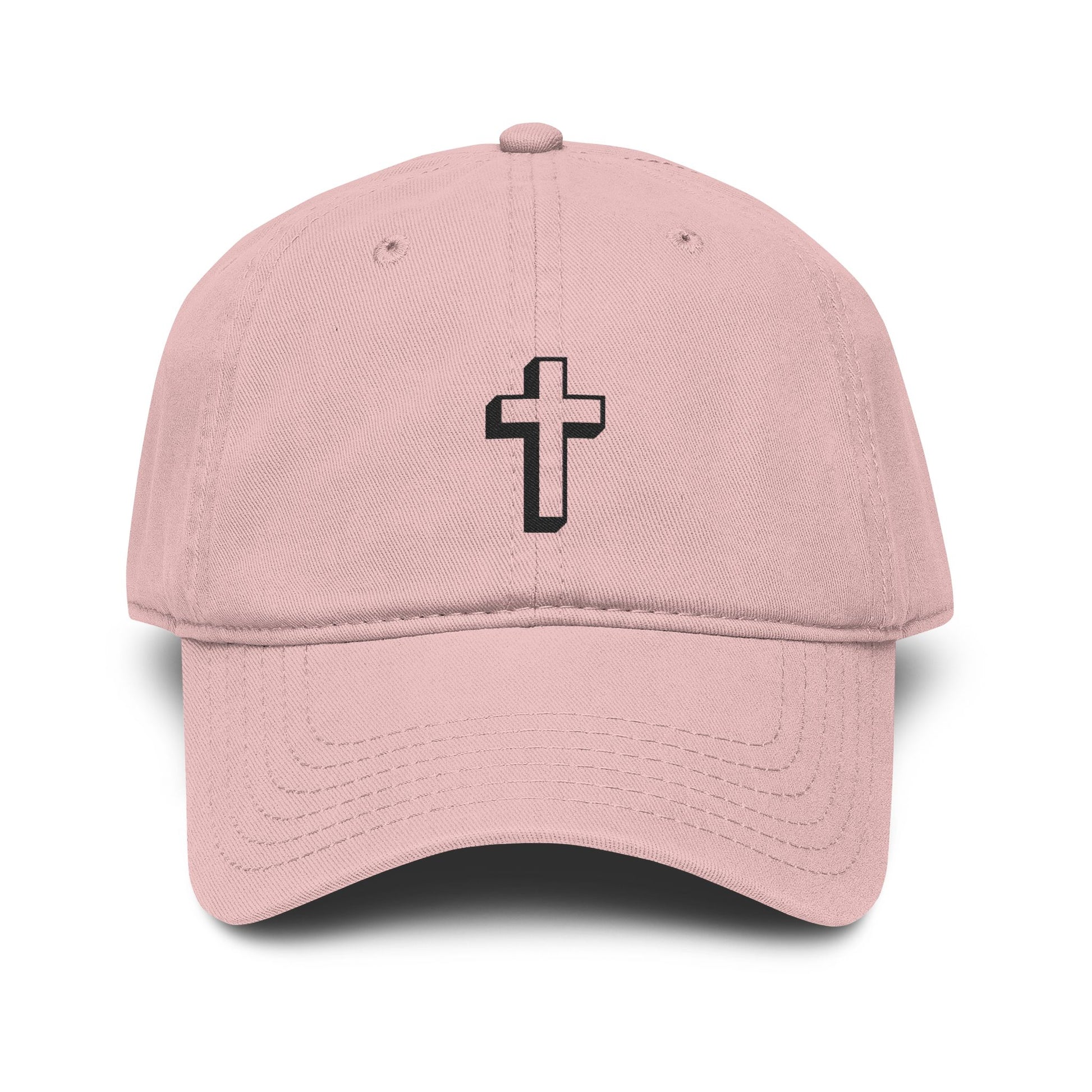 Embroidered Cross Baseball Cap — Washed Cotton Christian Hat Hats Printify One size Dusty Rose
