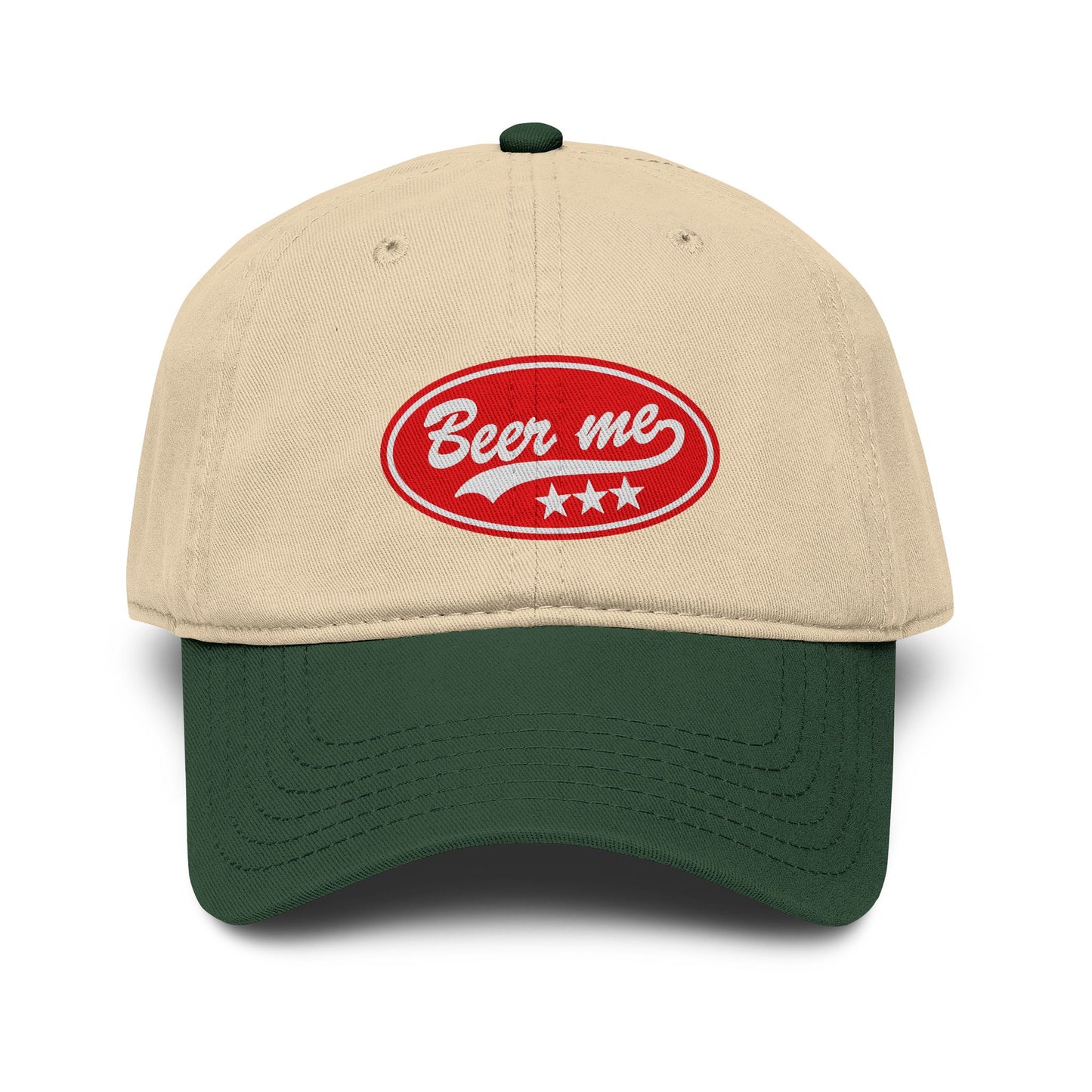 Beer Me Baseball Cap — Vintage Washed Hat with Red Patch
