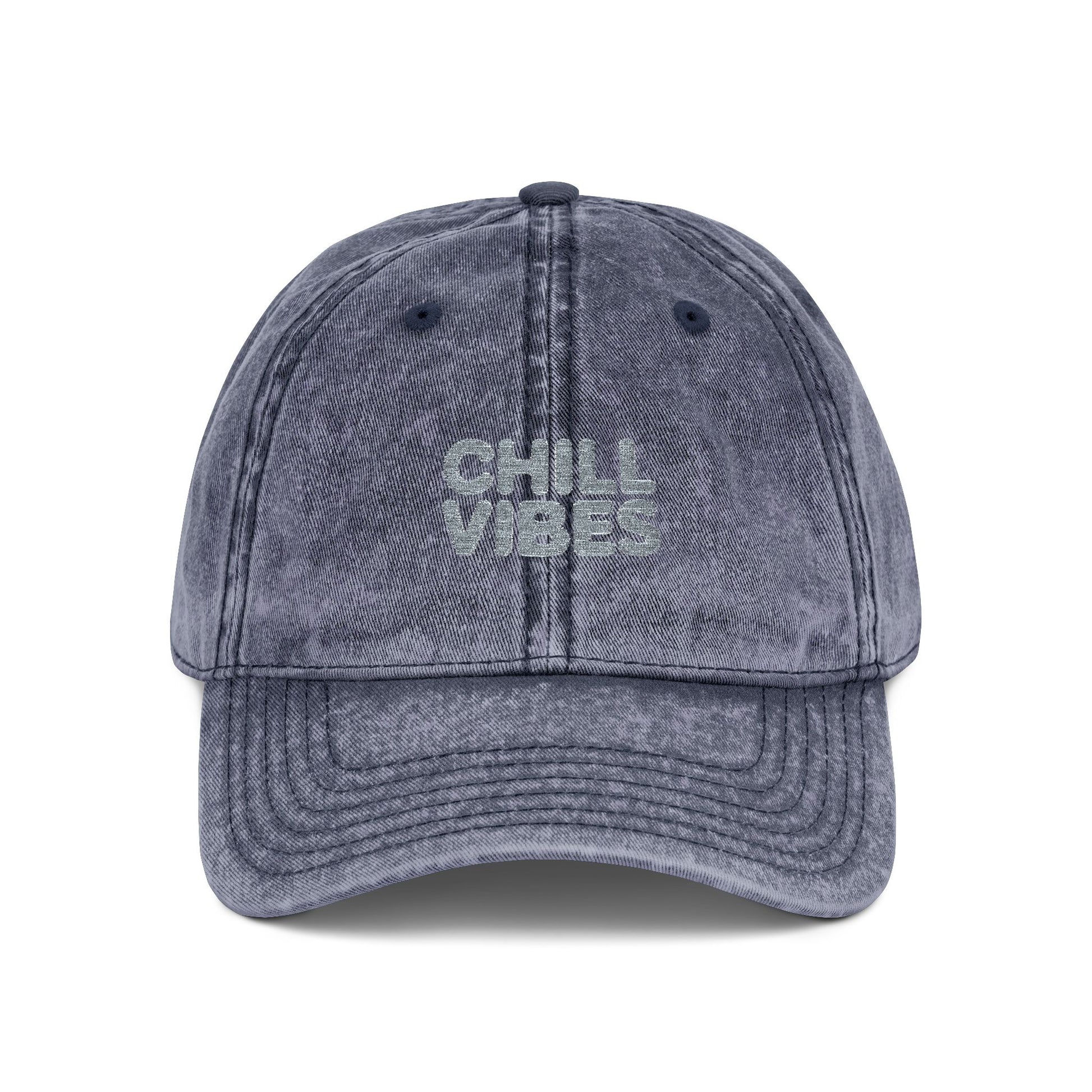 Chill Vibes Vintage Embroidered Cap Hats Printify One size Navy