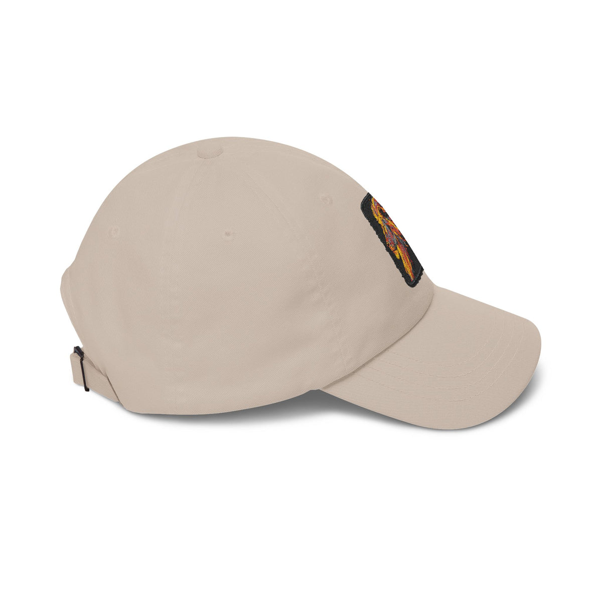 Dad Cap — Embroidered Fiery Lion Patch Baseball Hat Hats Printify