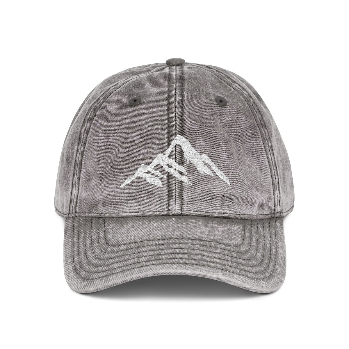 Vintage Embroidered Mountain Cap — Washed Red Dad Hat Hats Printify One size Charcoal Grey