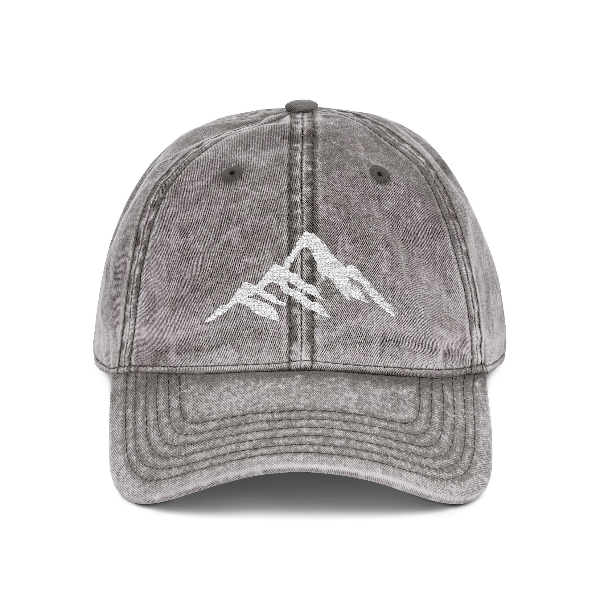 Vintage Embroidered Mountain Cap — Washed Red Dad Hat Hats Printify One size Charcoal Grey