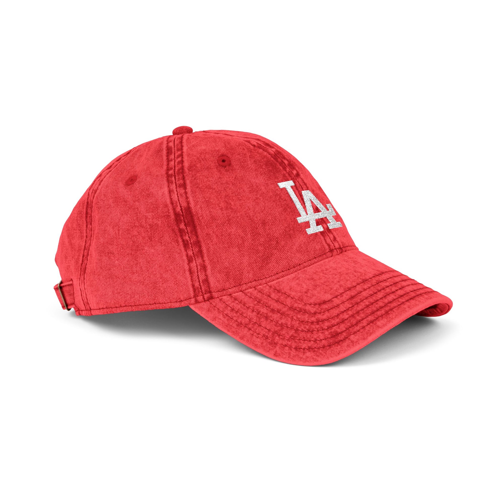 Vintage Embroidered LA Cap — Washed Red Baseball Hat Hats Printify