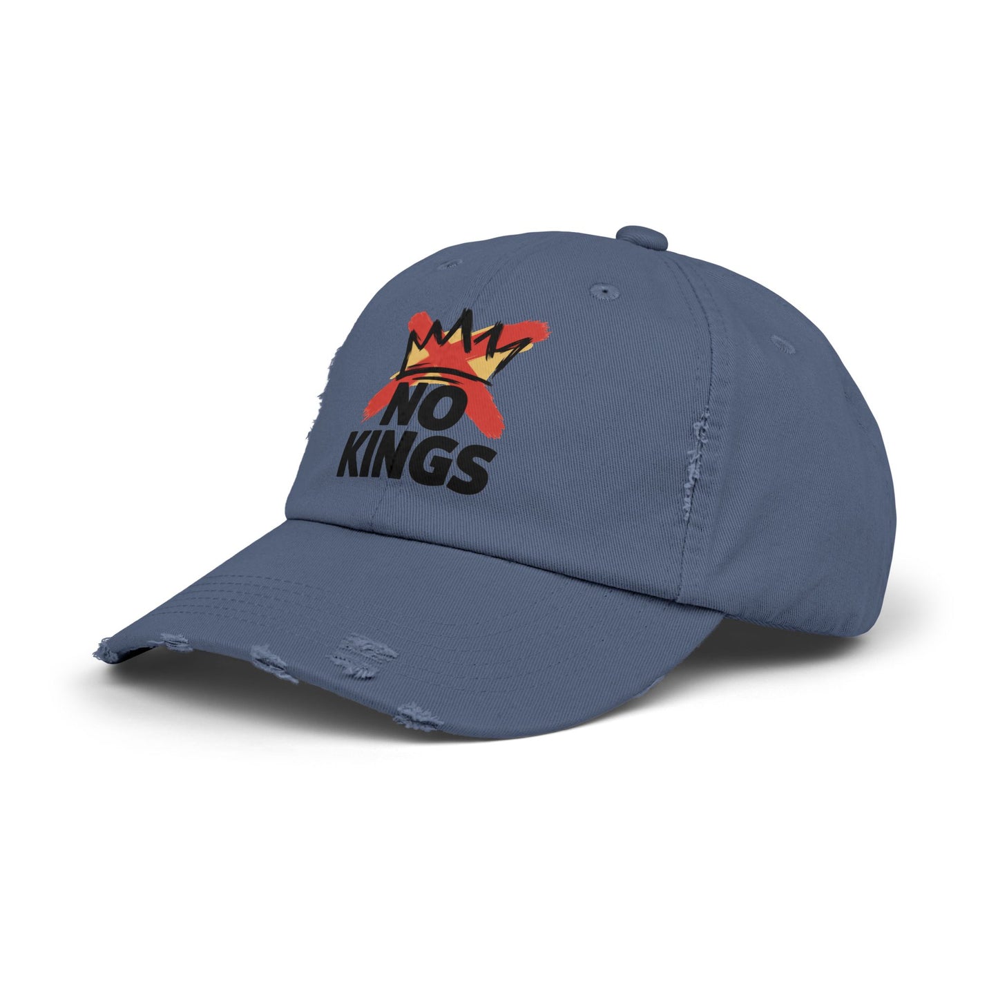 Distressed Black Cap — ‘Kings’ Crown Graphic Dad Hat Hats Printify