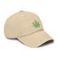 Washed Baseball Cap with Green Glitter Cannabis Leaf Embroidery Hats Printify