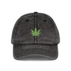 Vintage Embroidered Weed Leaf Cap Hats Printify One size Black