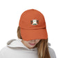 Distressed Cat At Dinner Cap — Cute White Cat Sitting at Table Baseball Hat