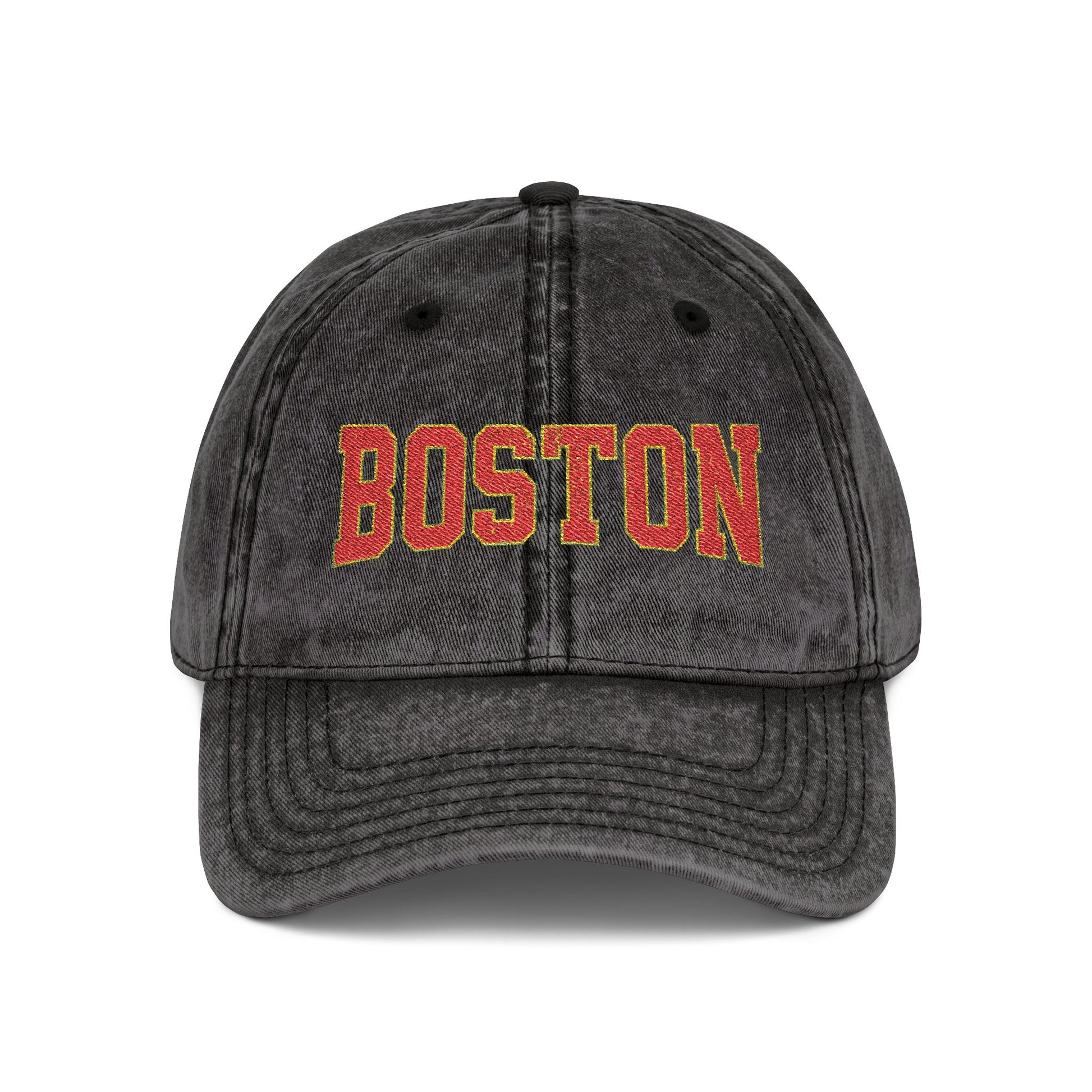 Vintage Embroidered Cap — Retro Sunset Patch Baseball Hat Hats Printify One size Black