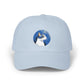 Dad Cap – White Embroidered Dog in Snow Patch Hat Hats Printify Light Blue One size
