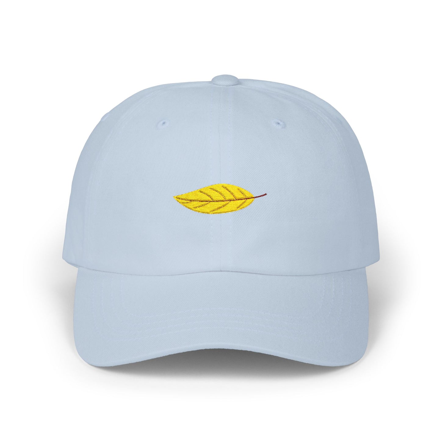 Embroidered Yellow Leaf Dad Cap — Minimal Nature Baseball Hat Hats Printify Light Blue One size