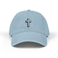 Embroidered Cross Denim Hat — Black Church Baseball Cap Hats Printify One size Light Blue