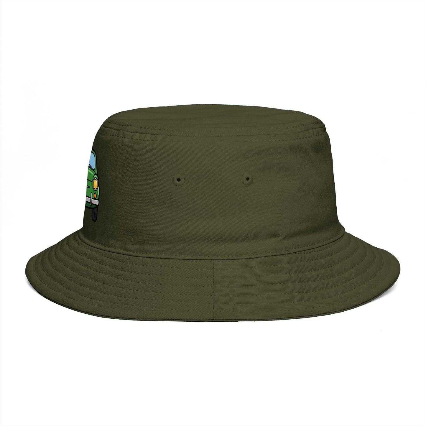 Bucket Hat — Retro Green Car Embroidered Bucket Hat