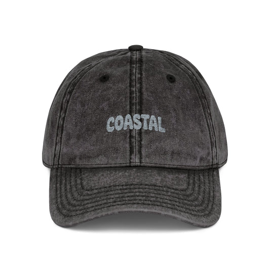 Coastal Embroidered Vintage Cap — Washed Red Dad Hat Hats Printify One size Black