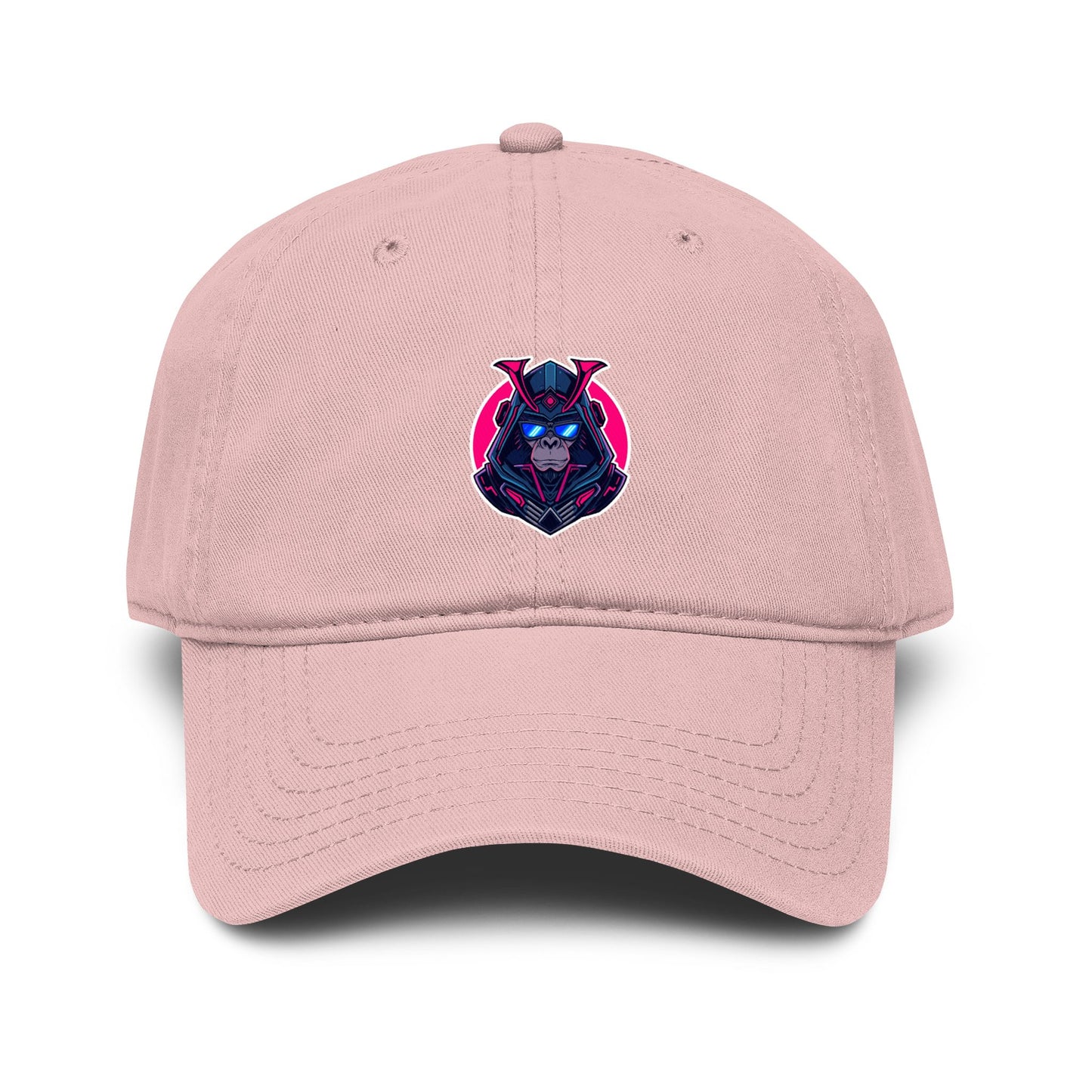 Embroidered Neon Samurai Baseball Cap — Washed Cotton Hat Hats Printify One size Dusty Rose