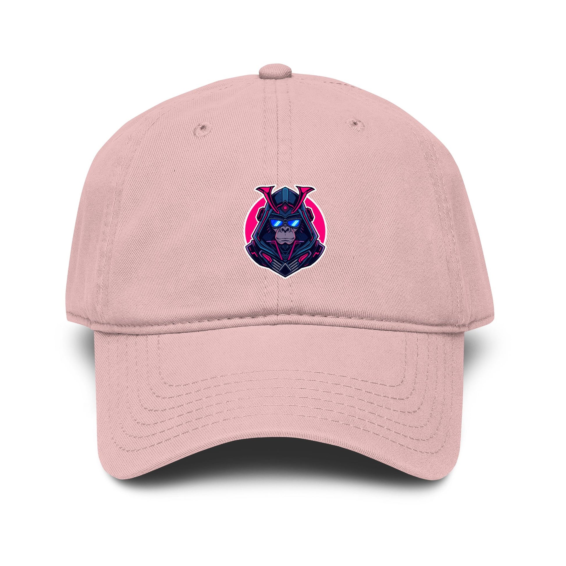 Embroidered Neon Samurai Baseball Cap — Washed Cotton Hat Hats Printify One size Dusty Rose