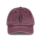 Vintage Embroidered Cross Cap — Distressed Red Dad Hat Hats Printify One size Maroon