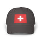 Dad Cap with Swiss Flag Embroidered Patch — Classic White Adjustable Hat Hats Printify Dark Grey One size