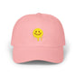 Smiling Melt Dad Cap — Dripping Smiley Embroidered Baseball Hat Hats Printify Pink One size