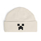 Pixel Creeper Face Cuff Beanie | Gaming Minecraft Inspired Knit Hat Hats Printify One size Ecru