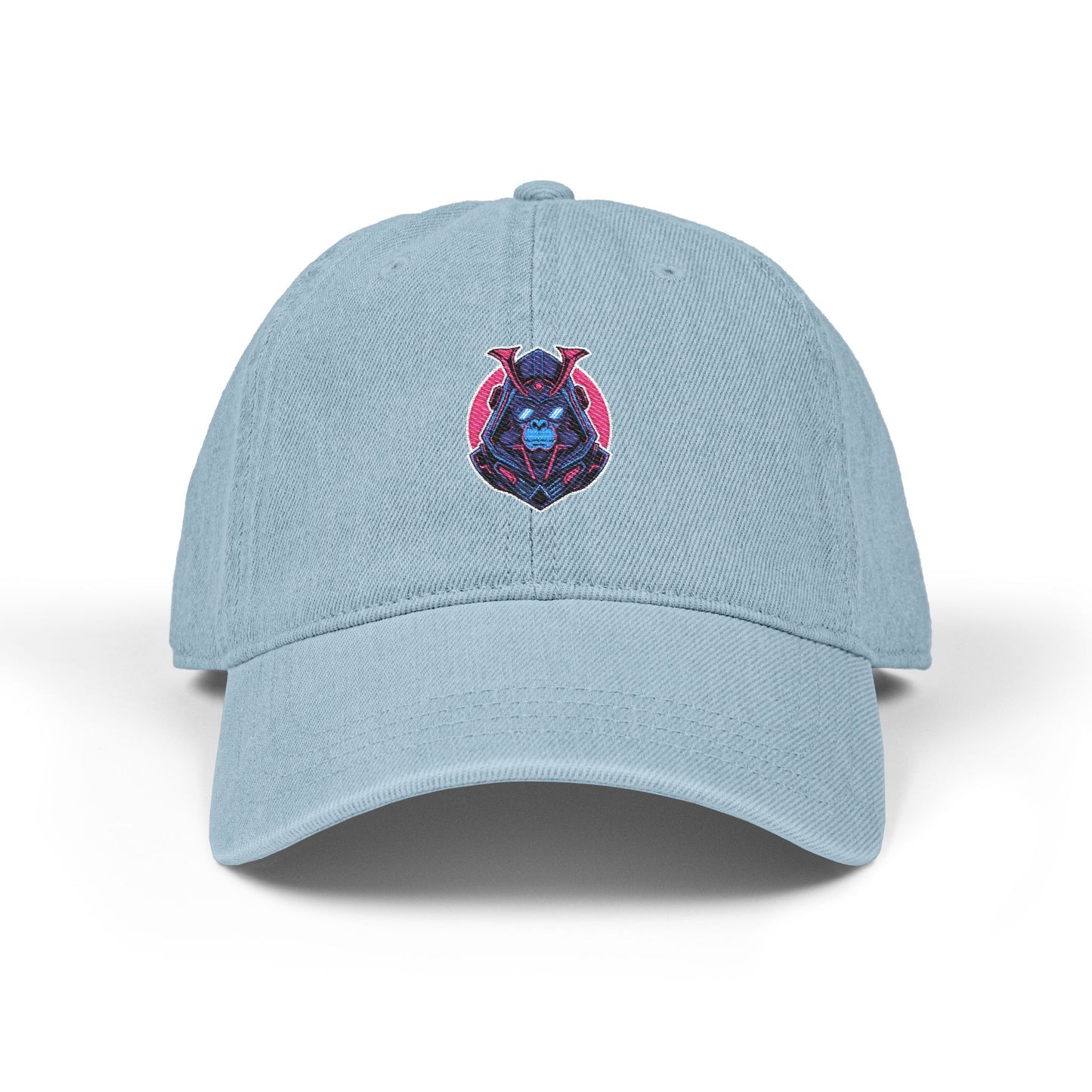 Embroidered Cosmic Bat Denim Hat — Gothic Moon Night Baseball Cap Hats Printify One size Light Blue