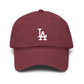 Washed LA Baseball Cap – Vintage Washed Cotton Dad Hat Hats Printify One size Maroon