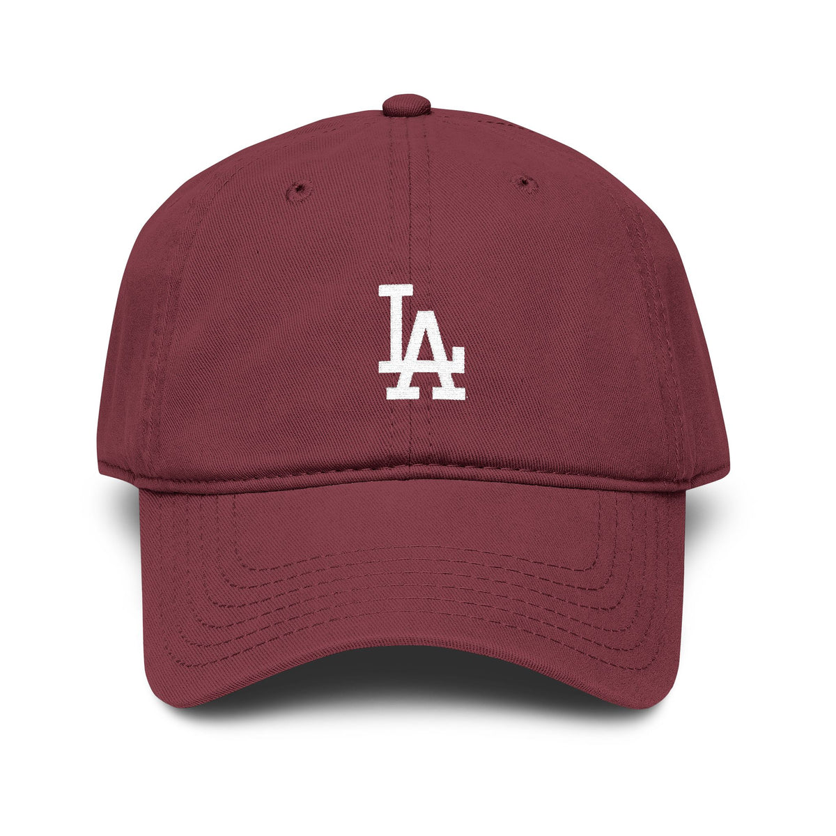 Washed LA Baseball Cap – Vintage Washed Cotton Dad Hat Hats Printify One size Maroon