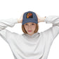 Distressed Cap — Vibrant Flame Lion Embroidered Baseball Hat