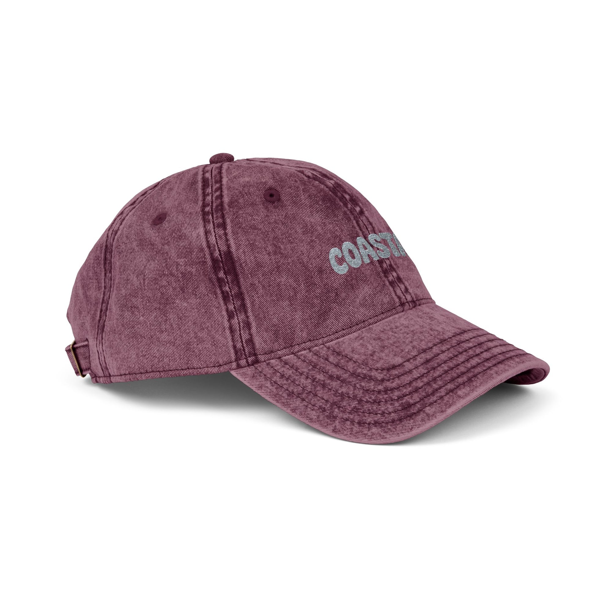 Coastal Embroidered Vintage Cap — Washed Red Dad Hat Hats Printify