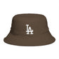 Brown LA Logo Bucket Hat — Casual Streetwear Sun Hat Hats Printify One size Walnut