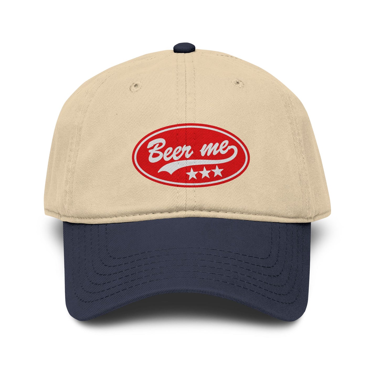Beer Me Baseball Cap — Vintage Washed Hat with Red Patch