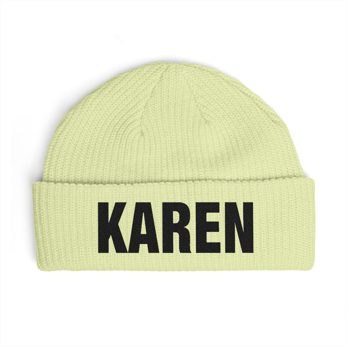 Cuff Beanie — Bold "KAREN" Embroidered Knit Hat Hats Printify