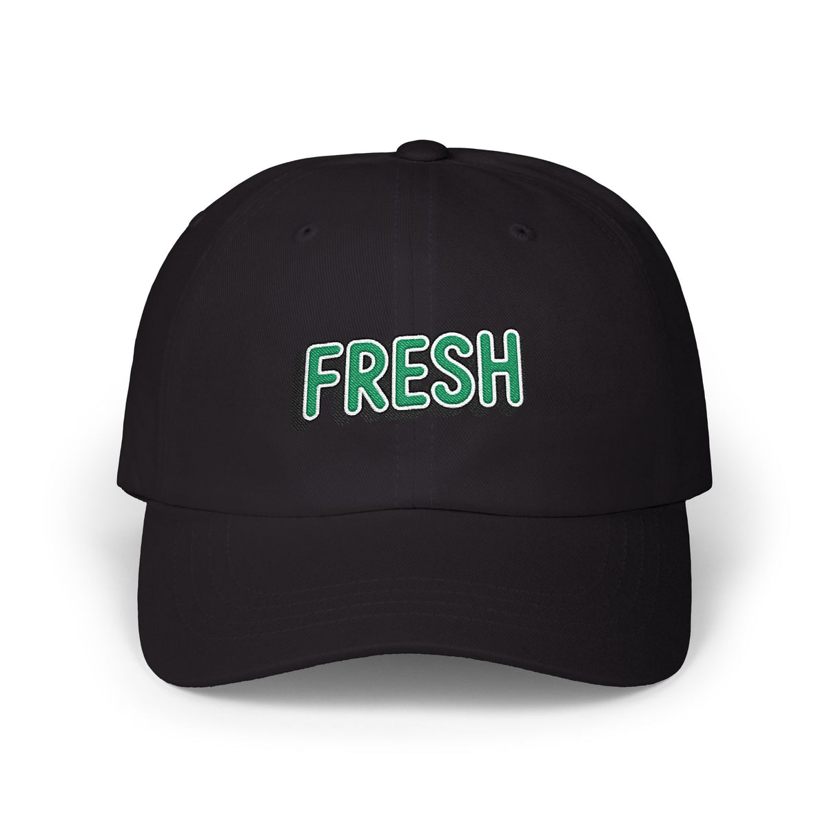 Fresh Embroidered Dad Cap — White Casual Baseball Hat Hats Printify Black One size