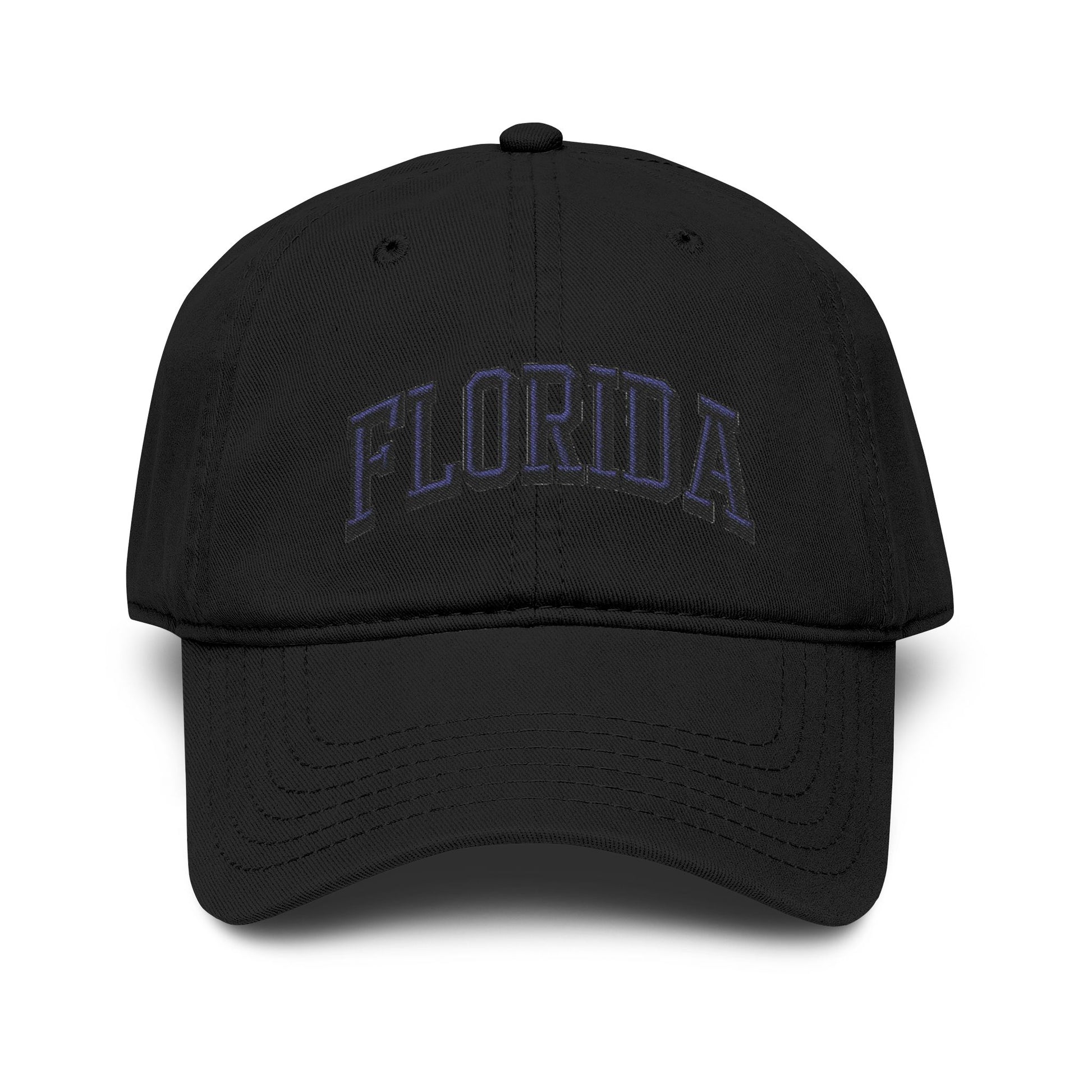 Florida Embroidered Washed Baseball Cap Hats Printify One size Black