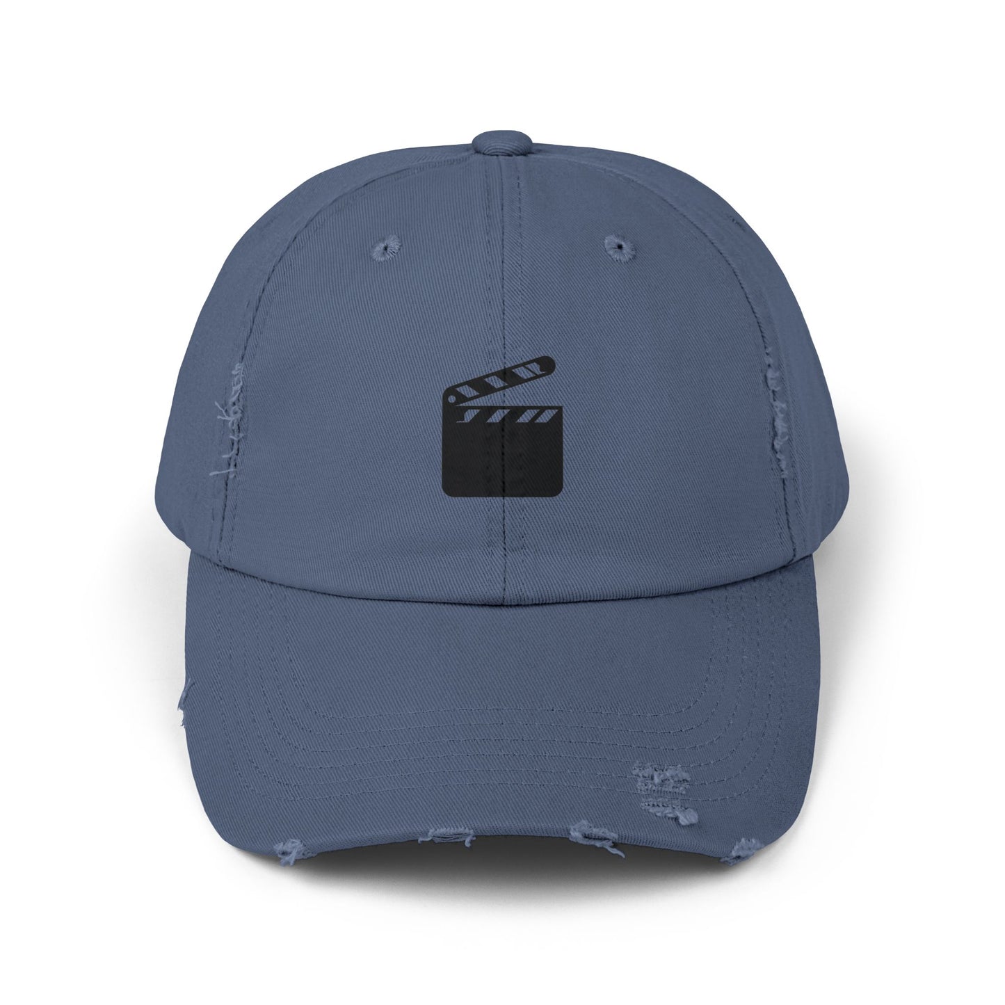 Distressed Black Baseball Cap — Vintage Ripped Dad Hat Hats Printify Scotland Blue One size