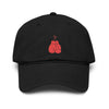 Washed Baseball Cap with Embroidered Red Boxing Gloves — Vintage Sport Dad Hat Hats Printify One size Black