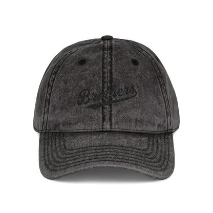 Vintage Embroidered 'Brothers' Cap — Washed Retro Baseball Hat Hats Printify One size Black
