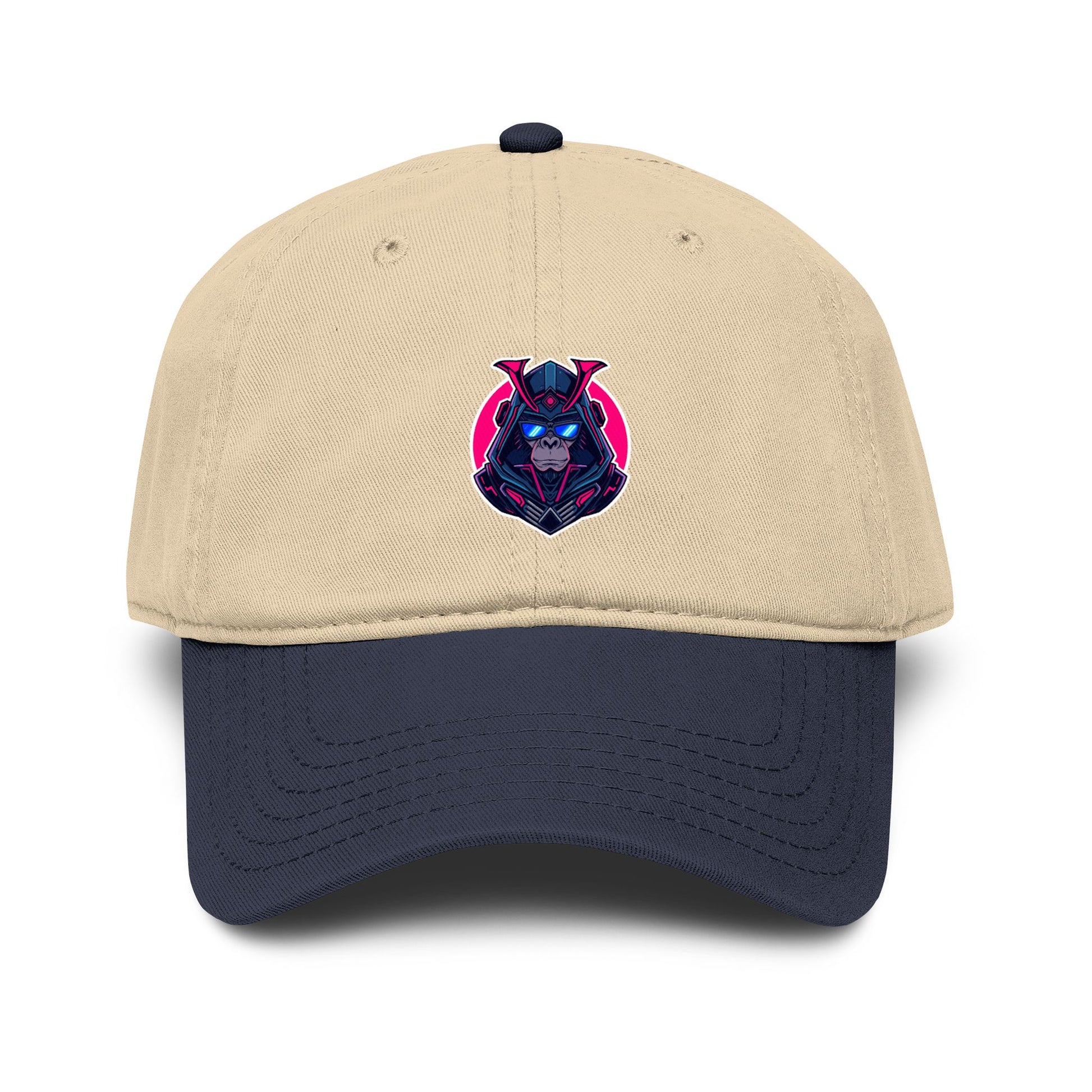 Embroidered Neon Samurai Baseball Cap — Washed Cotton Hat Hats Printify