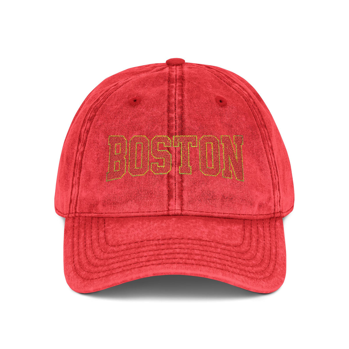 Vintage Embroidered Cap — Retro Sunset Patch Baseball Hat Hats Printify One size Red