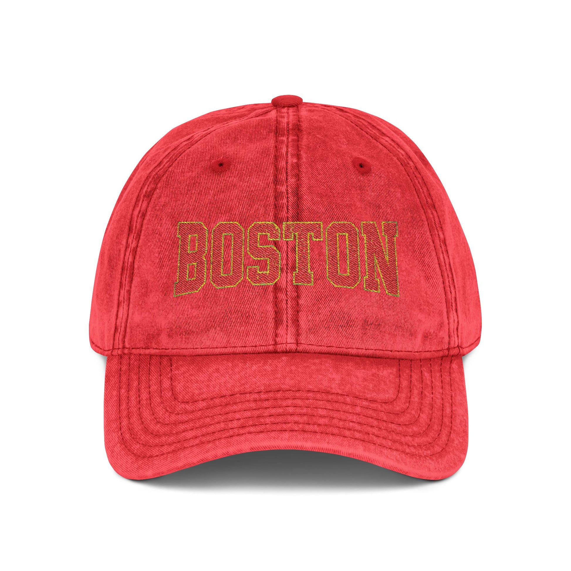 Vintage Embroidered Cap — Retro Sunset Patch Baseball Hat Hats Printify One size Red