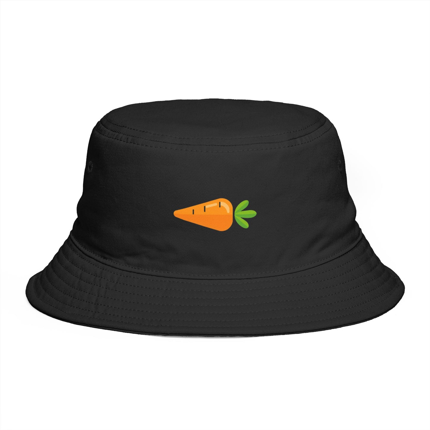 Carrot Emoji Bucket Hat — Cute Vegetable Graphic Summer Hat Hats Printify One size Black