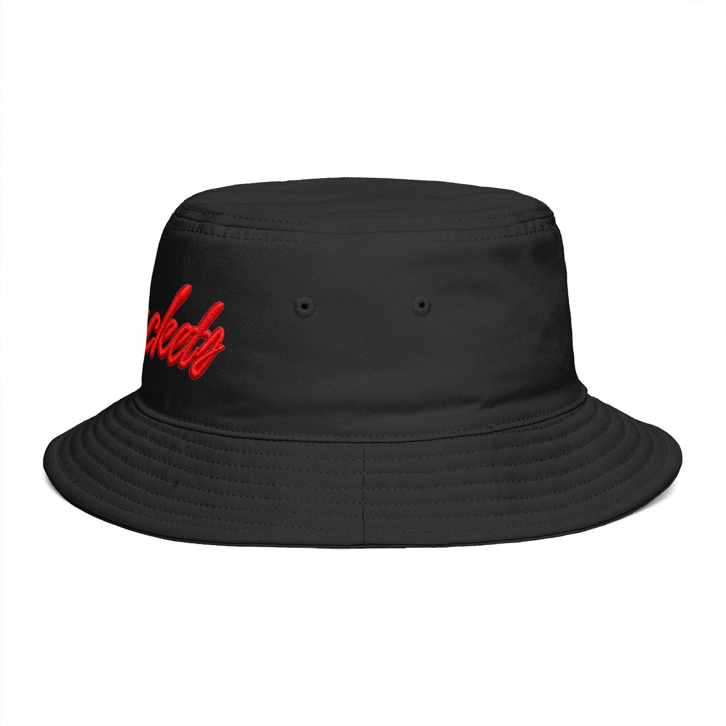 Bucket Hat — Retro Script 'Bucketd' Embroidered Brown Summer Hat