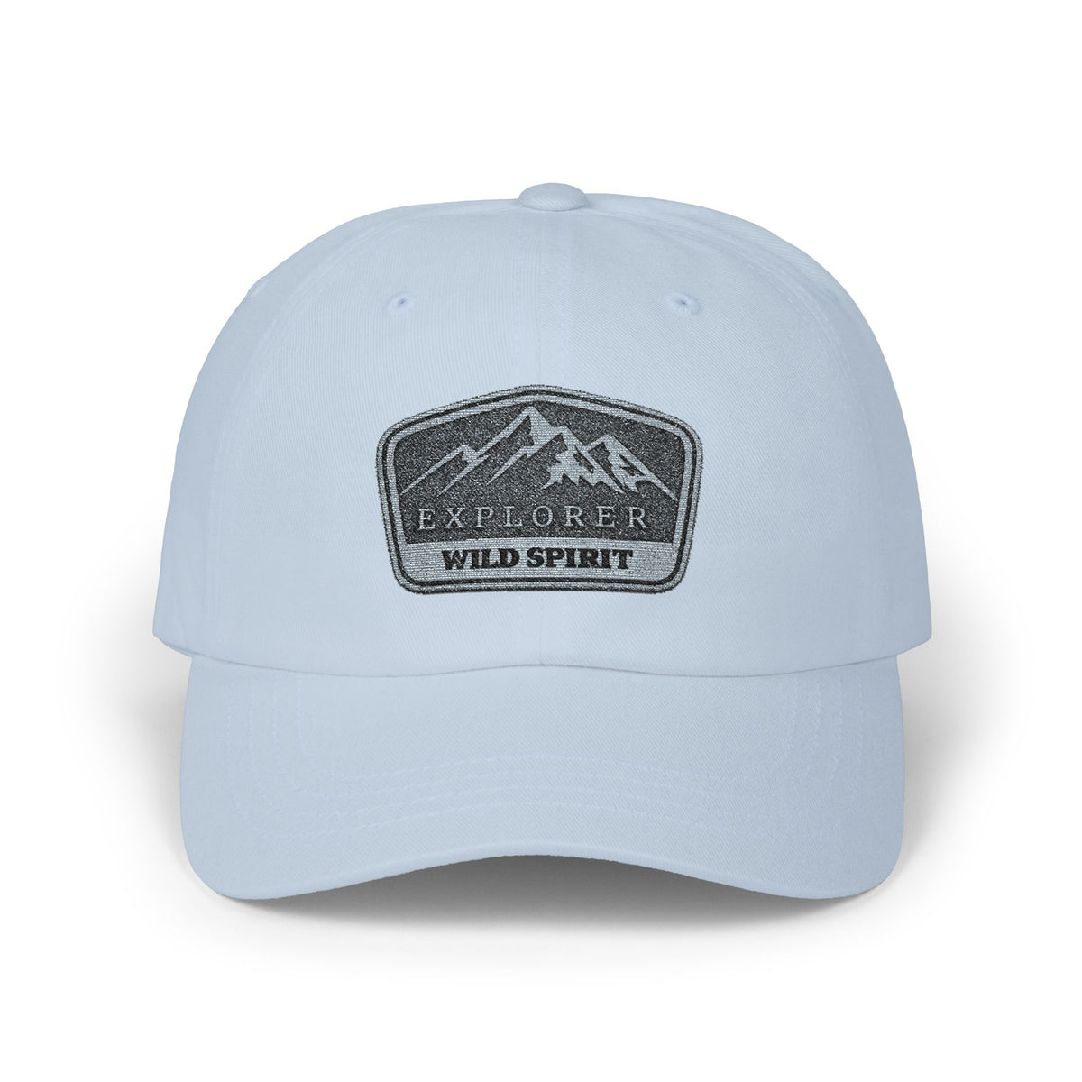 Explorer Wild Spirit Dad Cap — Embroidered Mountain Patch Baseball Hat