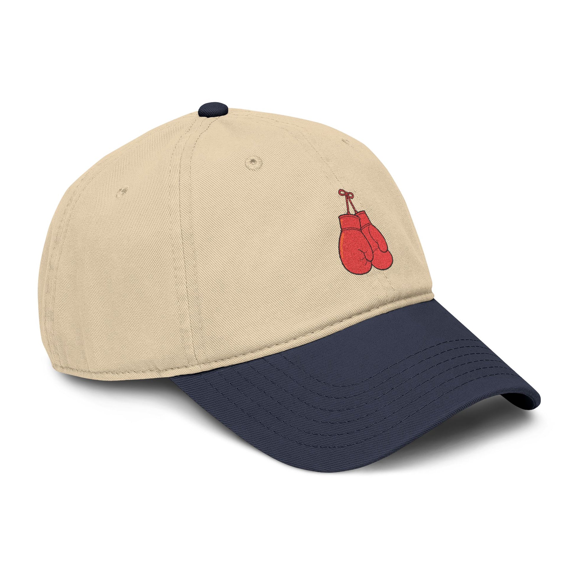Washed Baseball Cap with Embroidered Red Boxing Gloves — Vintage Sport Dad Hat Hats Printify