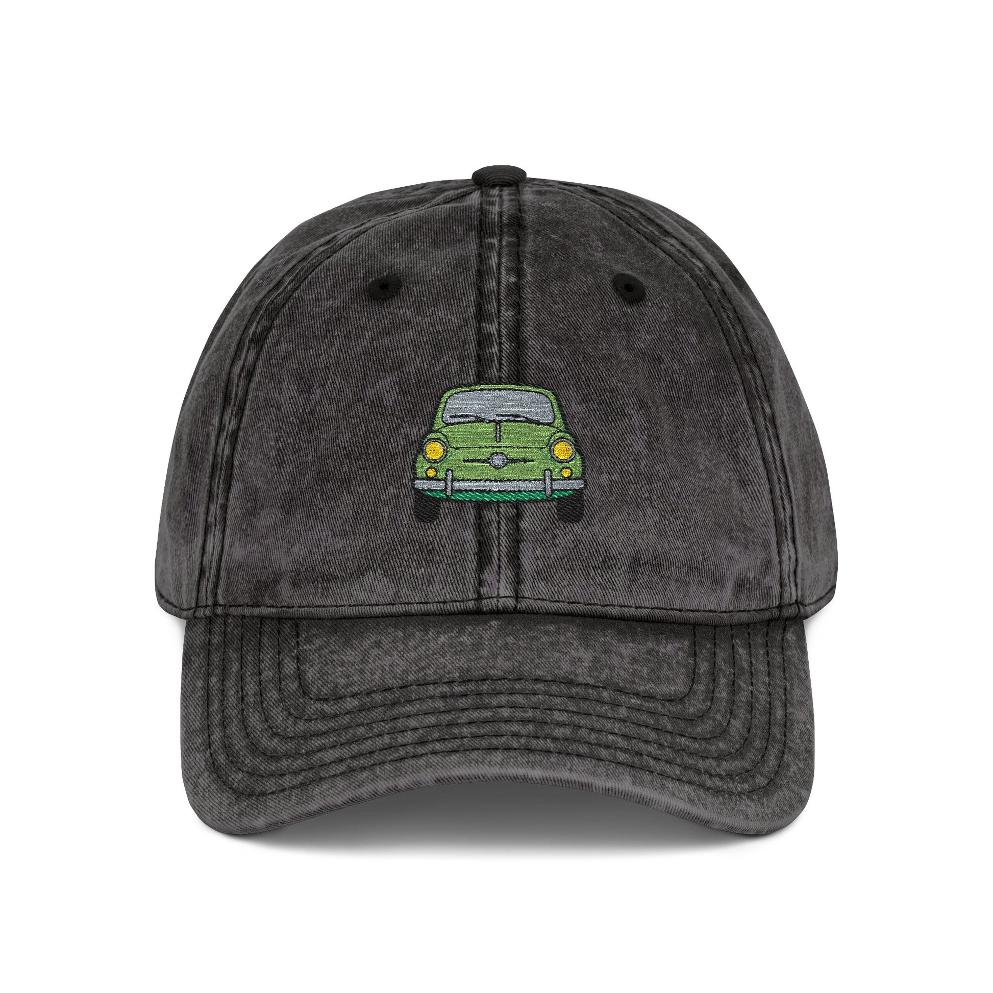 Embroidered Vintage Car Cap — Distressed Retro Baseball Hat Hats Printify One size Black