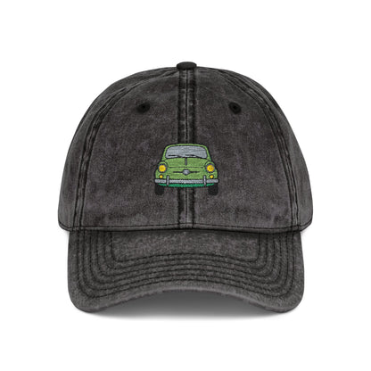 Embroidered Vintage Car Cap — Distressed Retro Baseball Hat Hats Printify One size Black