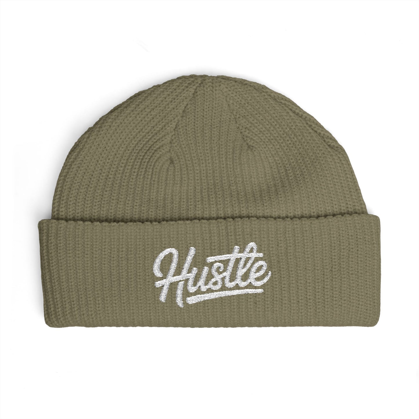Hustle Cuff Beanie – Embroidered Knit Winter Hat Hats Printify One size Eucalyptus