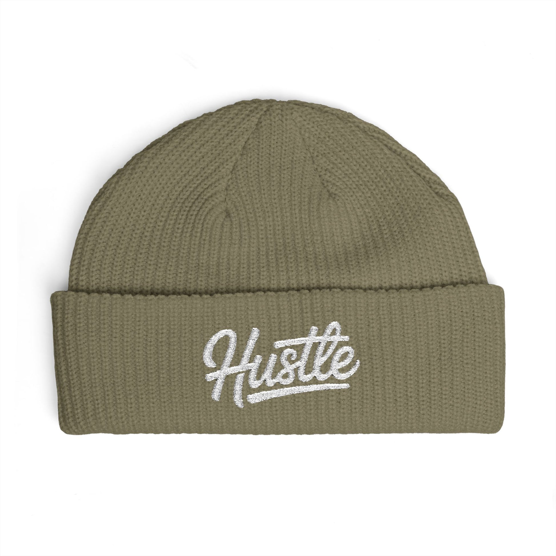 Hustle Cuff Beanie – Embroidered Knit Winter Hat Hats Printify One size Eucalyptus